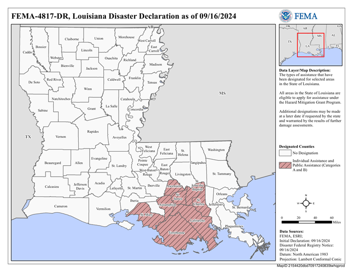 DR4817 LA Declared Counties Map