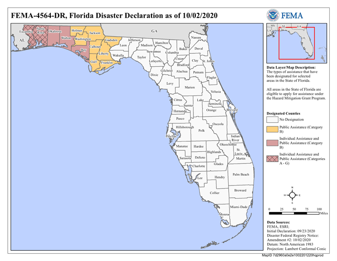 Map of disaster declaration area and details