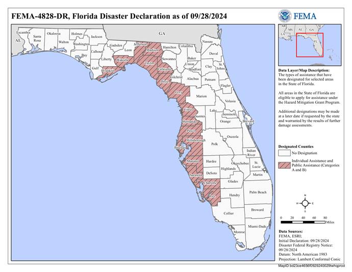 DR4828 FL Declared Counties Map