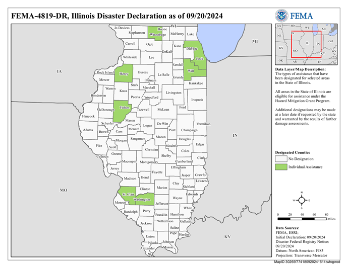 DR4819 Illinois Declared Counties Map