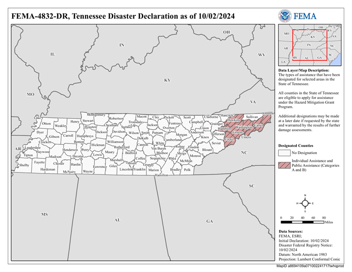 DR4832 TN Declared Counties Map