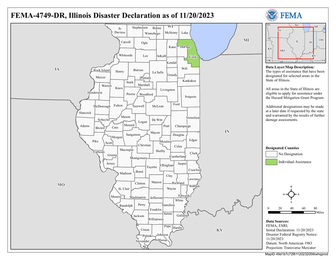 DR4749 IL Declared Counties Map