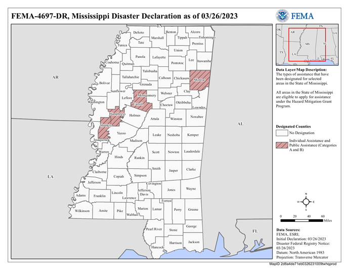 DR4697 MS Declared Counties Map