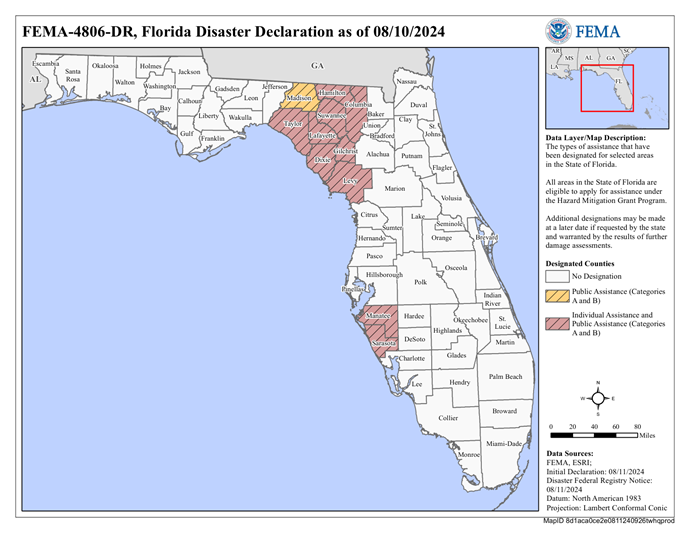 DR4806 FL Declared Counties Map