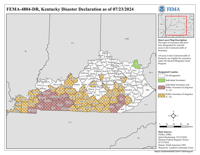 DR4804 Kentucky Declared Counties Map