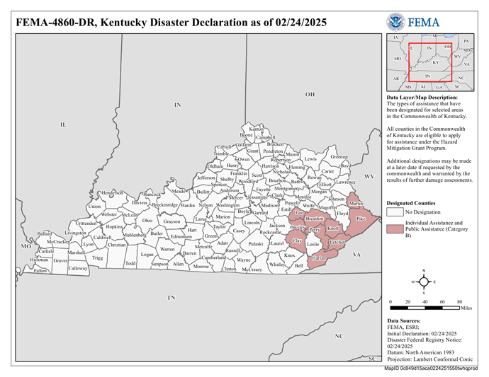 DR4860 KY Declared Counties Map